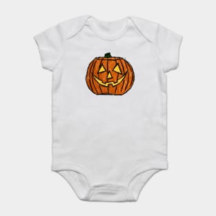 Dark and Gritty Jack o Lantern Carved Pumpkin in Color Baby Bodysuit